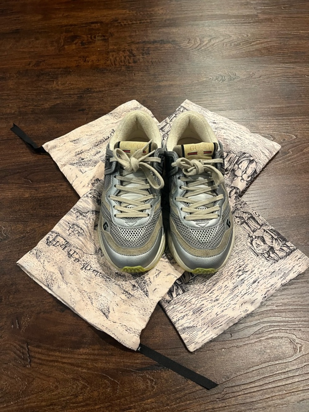 Gucci Silver and Black Women's Sneakers